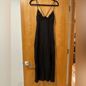 Black Linen Strappy Dress